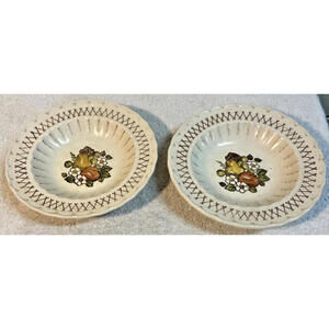 Vernon Ware by Metlox Vintage 1960s Fruit Basket Rimmed Cereal Bowls (Set of 2)